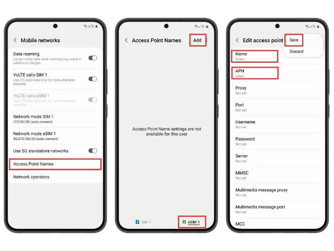 تنظیمات apn گوشی سامسونگ