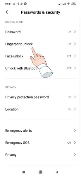 اضافه کردن اثرانگشت