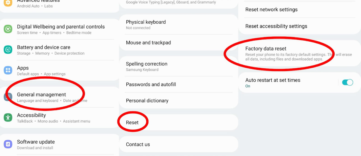 ریست فکتوری گوشی