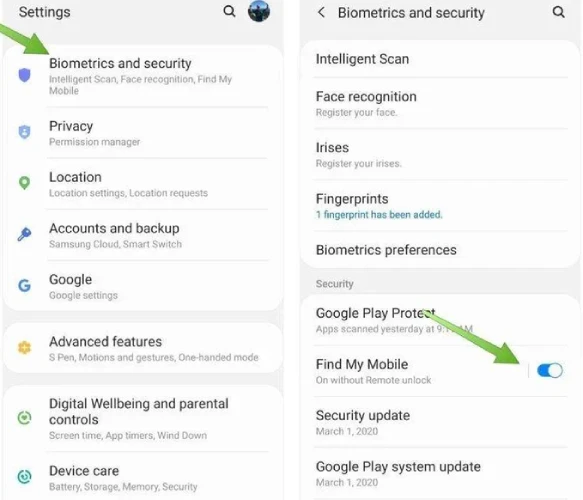 فعال سازی find my mobile - نمایندگی تعمیرات سامسونگ