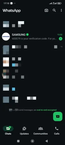 کد ارسال شده سامسونگ