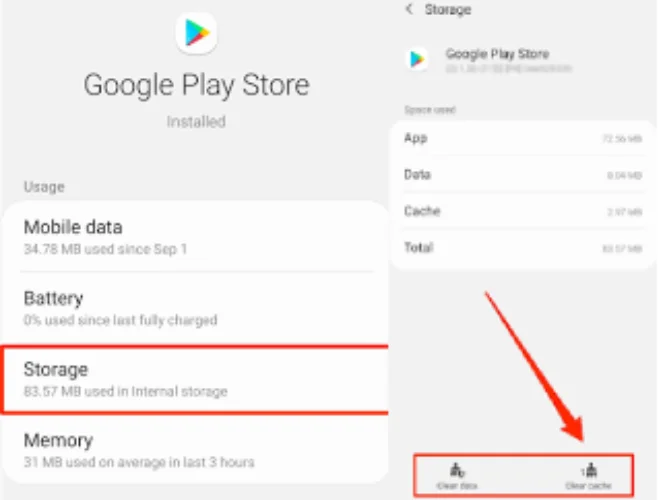 پاک کردن کش و داده های گوگل پلی