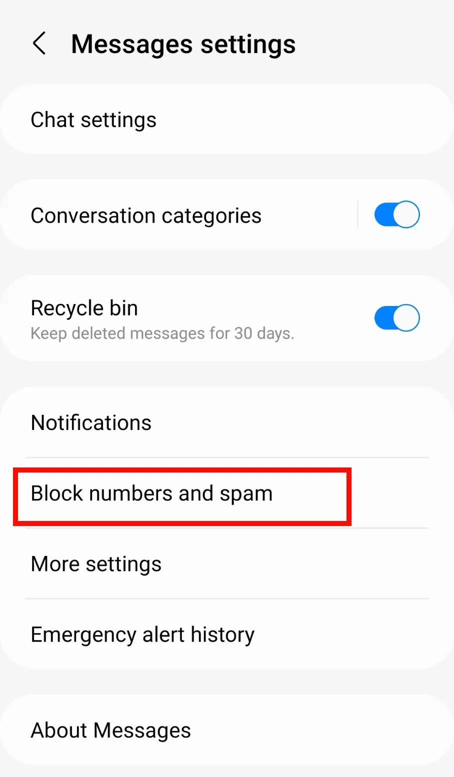 بررسی و تغییر تنظیمات پیام رسان سامسونگ