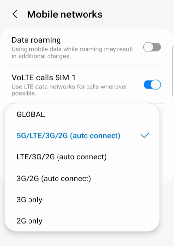 فعال بودن 5G در گوشی سامسونگ